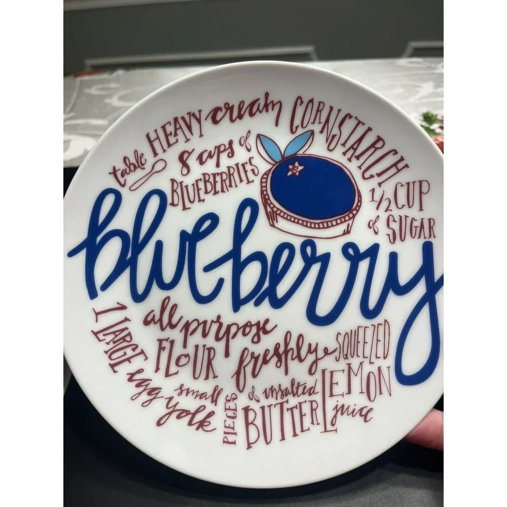 Crate & Barrel Fruit Pie Lunch Dessert Plates Pecan, Apple, Blueberry, Pumpkin